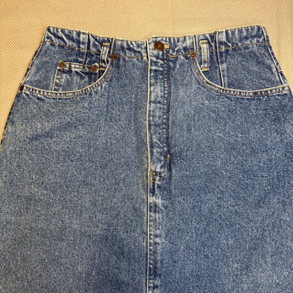GAP Denim Skirt VINTAGE 80/90s 100% Cotton, USA made Button Back Detail Women's - Picture 5 of 16